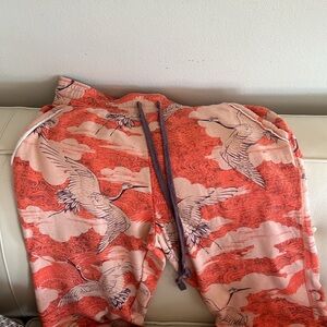 Anthropologie Daily Practice Camilla Crane Whimsical Orange Joggers Sweatpants